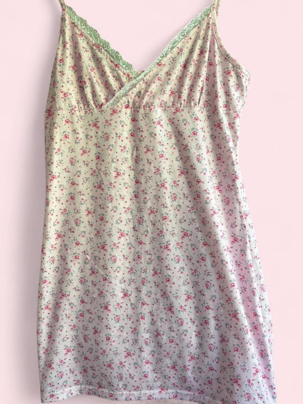 Vintage pink floral mini slip dress